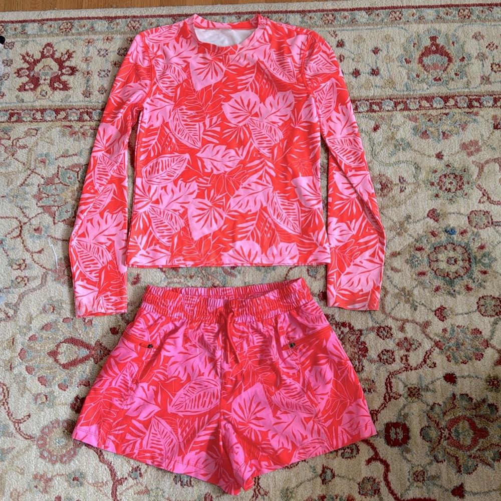OLD NAVY l/s swim shirt and tie shorts. Good/excellent cond with minor stains.